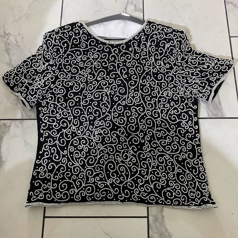 Lawrence Kargan New york  Beaded Blouse top